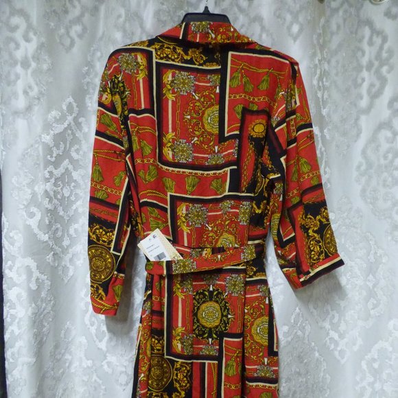 $49.00 Be Bop Trendy Plus Size Chain-Print Shirtdress, Size 2X, Scarlet/Black - Picture 8 of 13